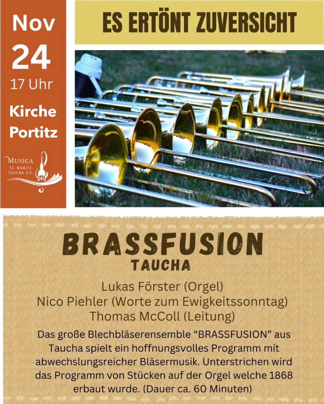 Bläserkonzert mit St.-Moritz-Brass-Fusion am 24.11. in Portitz